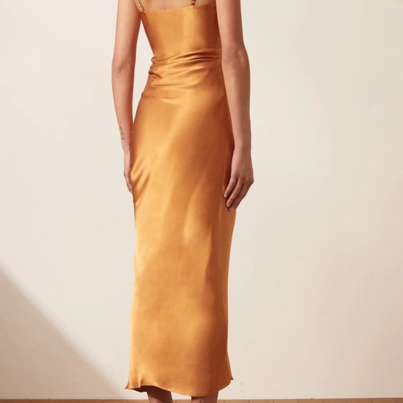 Shona Joy | Dresses | Nwt Shona Joy Lily Bias Ruched Midi Dress Turmeric | Poshmark
